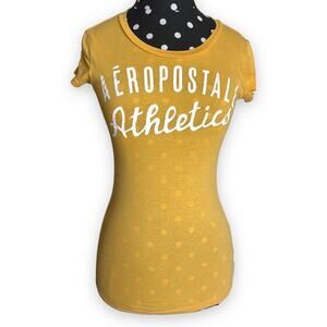 Aeropostale Womens Tee Size Small Athletics Slim Fit Yellow Short‎ Sleeves Shirt